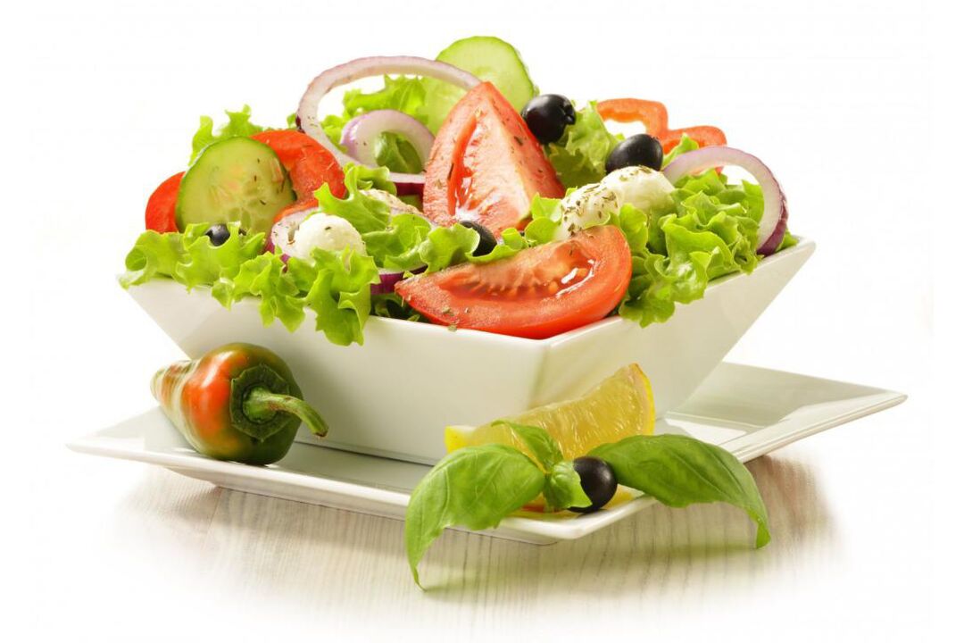 On the vegetable days of the chemical diet, you can prepare delicious salads